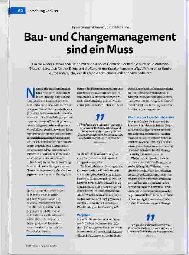 Vorschauseite 1: Bauund Changemanagement sind ein Muss
