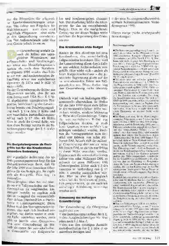 Vorschauseite 2: Das Erlösbegrenzungsgesetz 1999