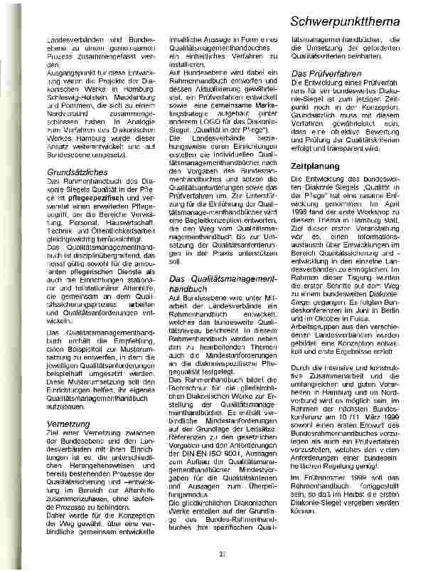Vorschauseite 3: Diakonie schafft Qualität: Auf dem Weg zu einem bundeseweiten Diakonie-Siegel: Qualität in der Pflege Vortrag bei der Jahresfachtagung des Evang. Fachverbandes für Krankenu. Sozia…