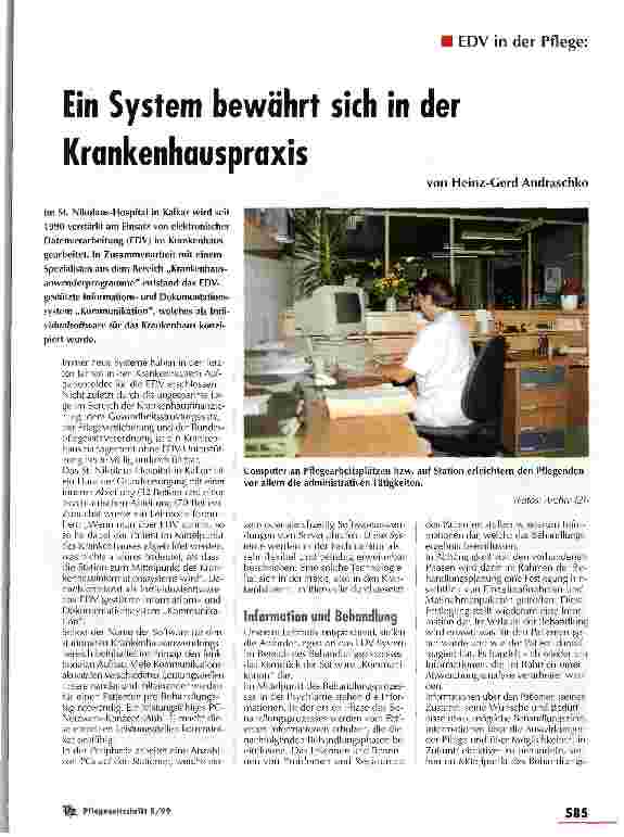 Vorschauseite 1: Ein System bewährt sich in der Krankenhauspraxis EDV in der Pflege