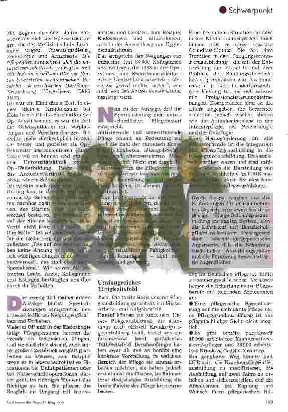 Vorschauseite 2: Qualifizierung für die Funktionsdienste Brauchen wir Generalisten oder Spezialisten in der Pflege?