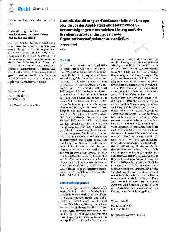 Vorschauseite 1: Eine Infusionslösung darf äußerstenfalls eine knappe Stunde vor der Applikation angesetzt werden