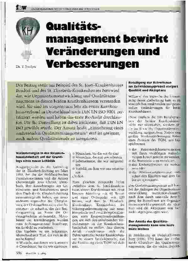 Vorschauseite 1: Qualitätsmanagement bewirkt Veränderungen und Verbesserungen