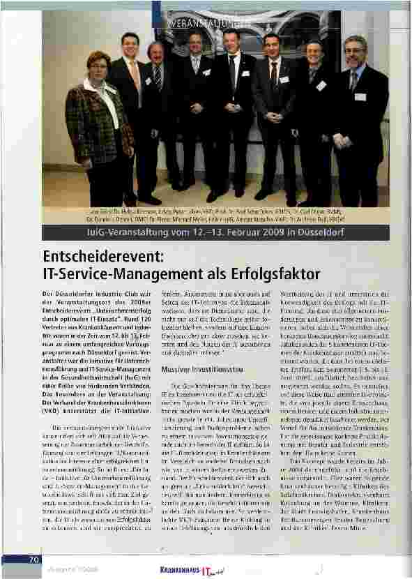 Vorschauseite 1: Entscheiderevent: IT-Service-Management als Erfolgsfaktor