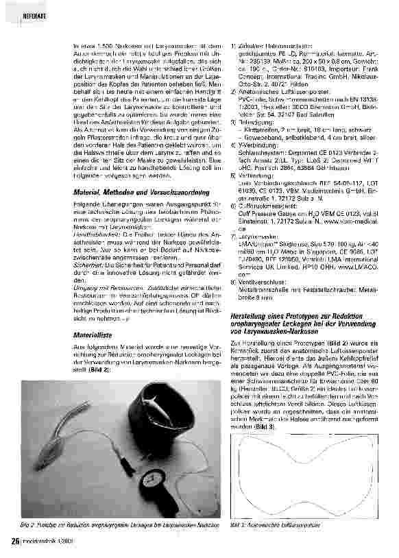 Vorschauseite 2: Leckagen während Larynxmasken-Narkosen in in der Anästhesie