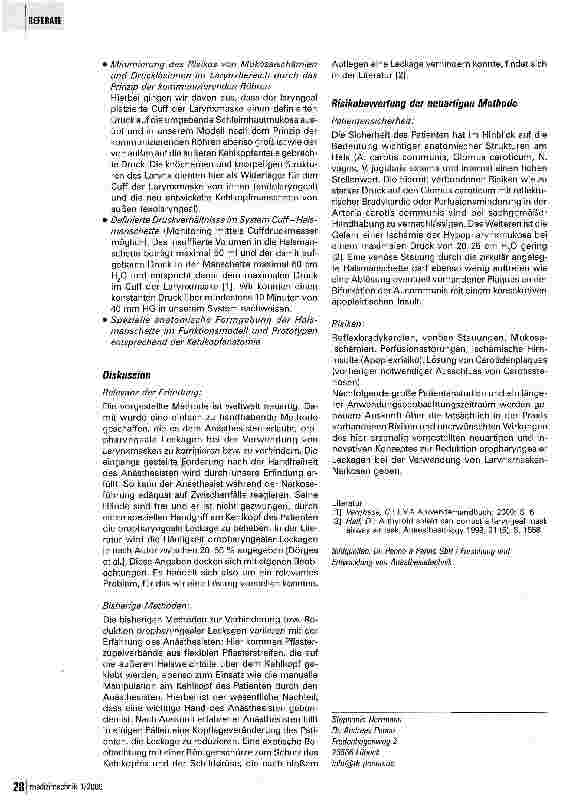 Vorschauseite 4: Leckagen während Larynxmasken-Narkosen in in der Anästhesie