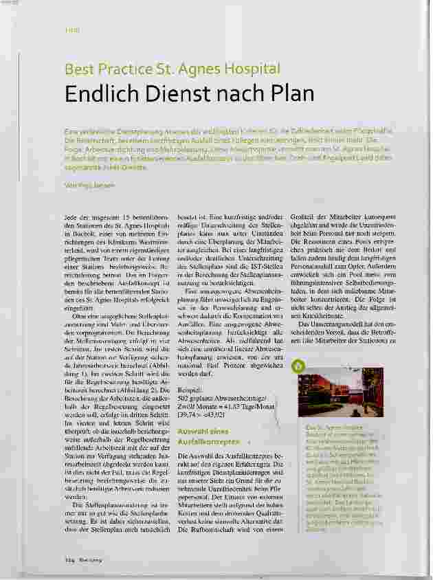 Vorschauseite 1: Best Practice St. Agnes Hospital Endlich Dienst nach Plan