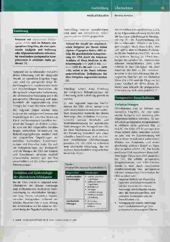 Vorschauseite 2: Perioperative Versorgung von Patienten mit obstruktiver Schlafapnoe