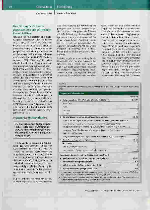 Vorschauseite 5: Perioperative Versorgung von Patienten mit obstruktiver Schlafapnoe