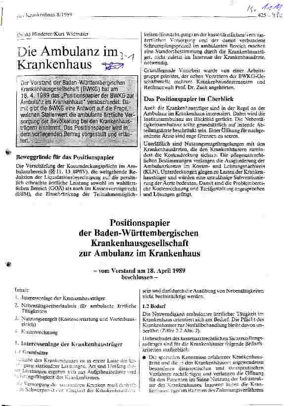 Vorschauseite 1: Die Ambulanz im Krankenhaus
