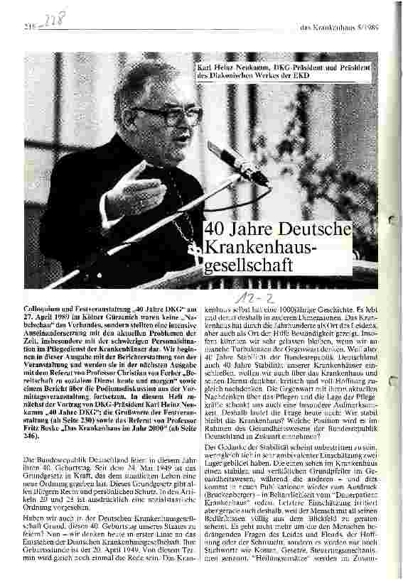 Vorschauseite 1: 40 Jahre Deutsche Krankenhausgesellschaft