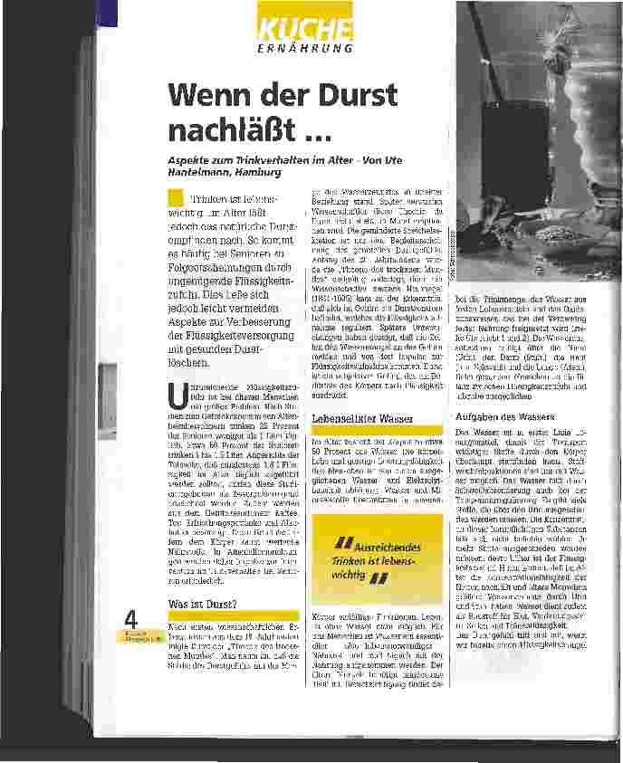 Vorschauseite 1: Wenn der Durst nachläßt ... Aspekte zum Trinkverhalten im Alter