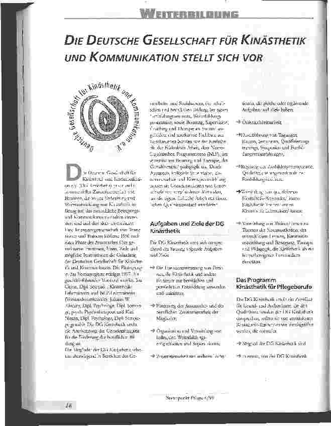 Vorschauseite 1: Die Deutsche Gesellschaft für Kinästhetik und Kommunikation stellt sich vor