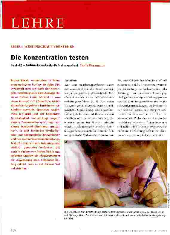 Vorschauseite 1: Die Konzentration testen