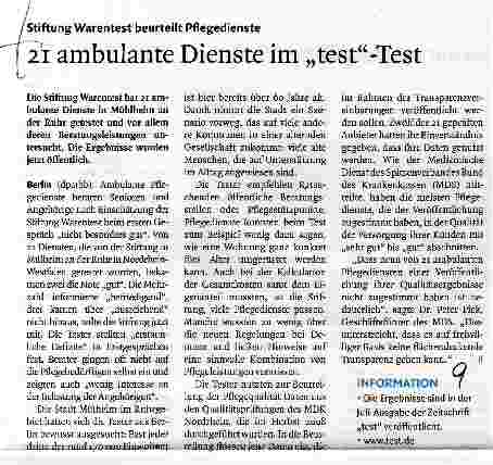 Vorschauseite 1: 21 ambulante Dienste im „test-Test