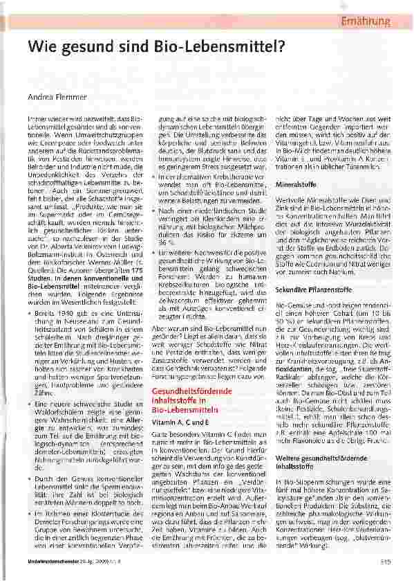 Vorschauseite 1: Wie gesund sind Bio-Lebensmittel?