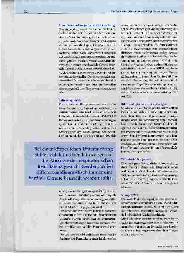 Vorschauseite 2: Aktuelle Aspekte von Diagnostik und Therapie des akuten Lungenversagens (ARDS)