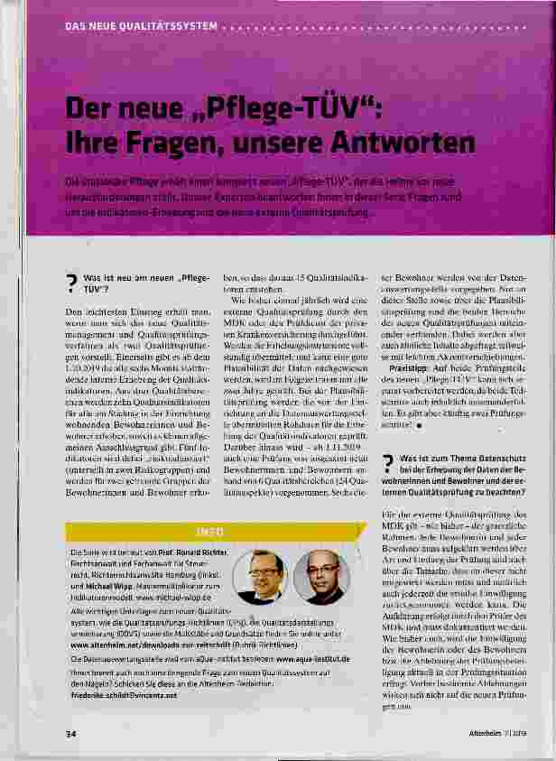 Vorschauseite 1: Der neue Pflege-TÜV Ihre Fragen, unsere Antworten