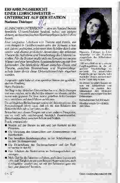 Vorschauseite 1: Erfahrungsbericht einer Lehrschwester - Unterricht auf der Station