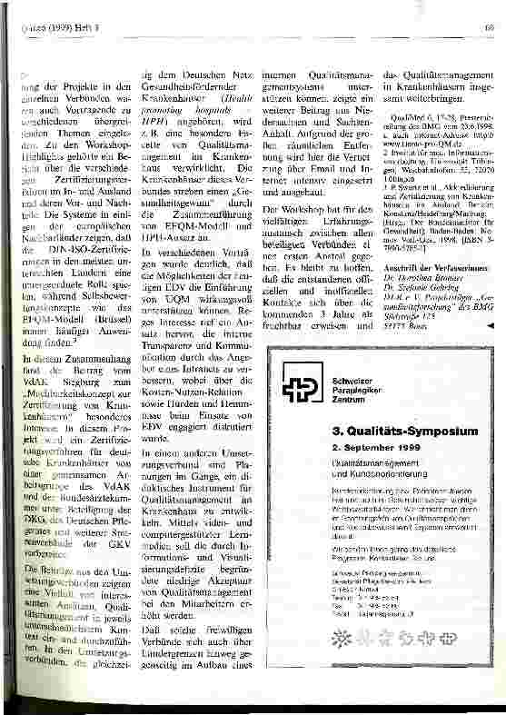 Vorschauseite 2: Demonstrationsprojekt Qualitätsmanagement im Krankenhaus des Bundesministeriums für Gesundheit
