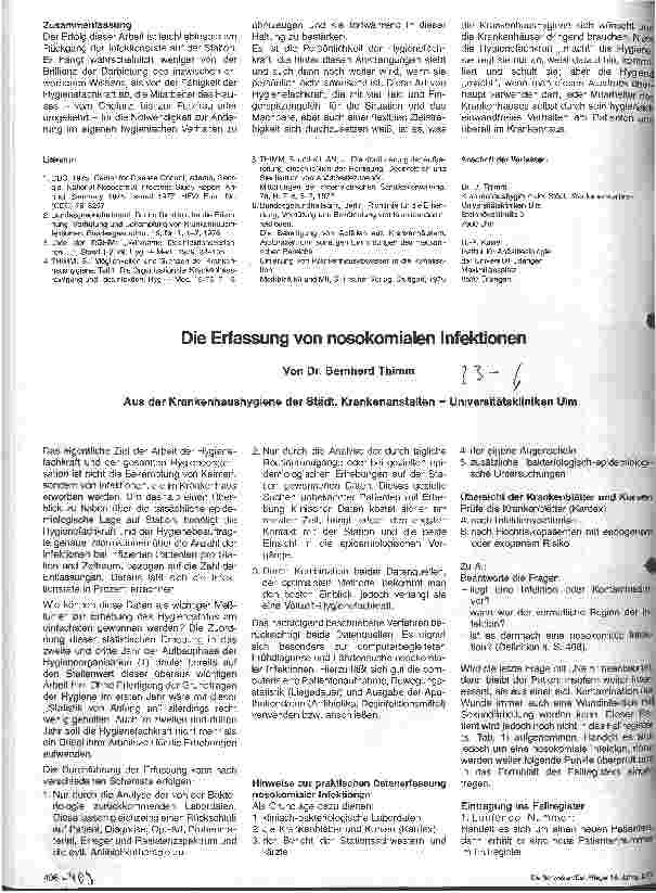 Vorschauseite 1: Erfassung von nosokomialen Infektionen