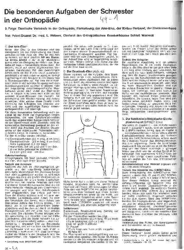 Vorschauseite 1: Die besonderen Aufgaben der Schwester in der Orthopädie 9. Folge: Elastische Verbände: Der arm-Elko, der Klebro-Verband