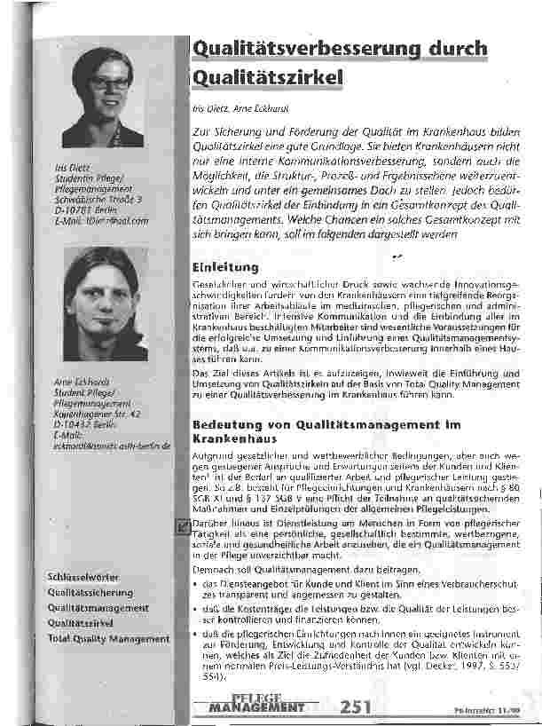 Vorschauseite 1: Qualitätsverbesserung durch Qualitätszirkel