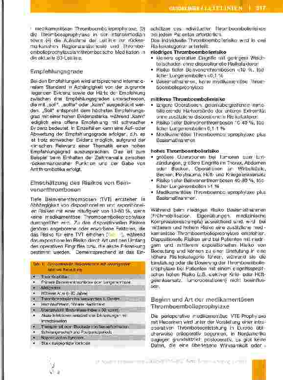 Vorschauseite 2: Die neue S3-Leitlinie zur Thromboembolieprophylaxe -Bedeutung für unser Fachgebiet