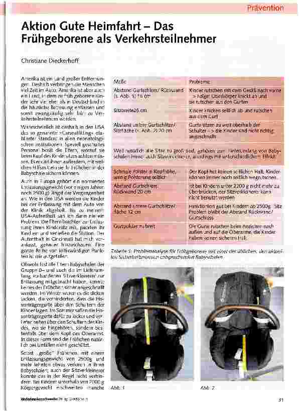 Vorschauseite 1: Aktion Gute Heimfahrt - Das Frühgeborene als Verkehrsteilnehmer