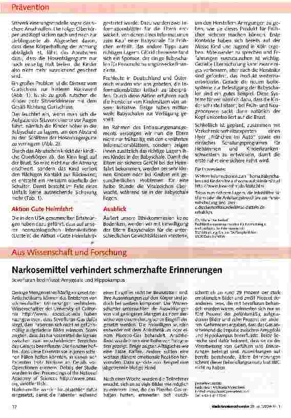 Vorschauseite 2: Aktion Gute Heimfahrt - Das Frühgeborene als Verkehrsteilnehmer