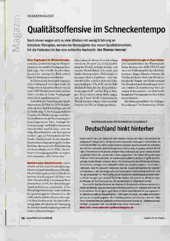 Vorschauseite 1: Qualitätsoffensive im Schneckentempo
