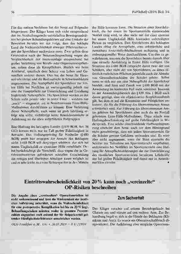 Vorschauseite 1: Eintrittswahrscheinlichkeit von 20 % kann noch „vereinzelteOP-Risiken beschreiben