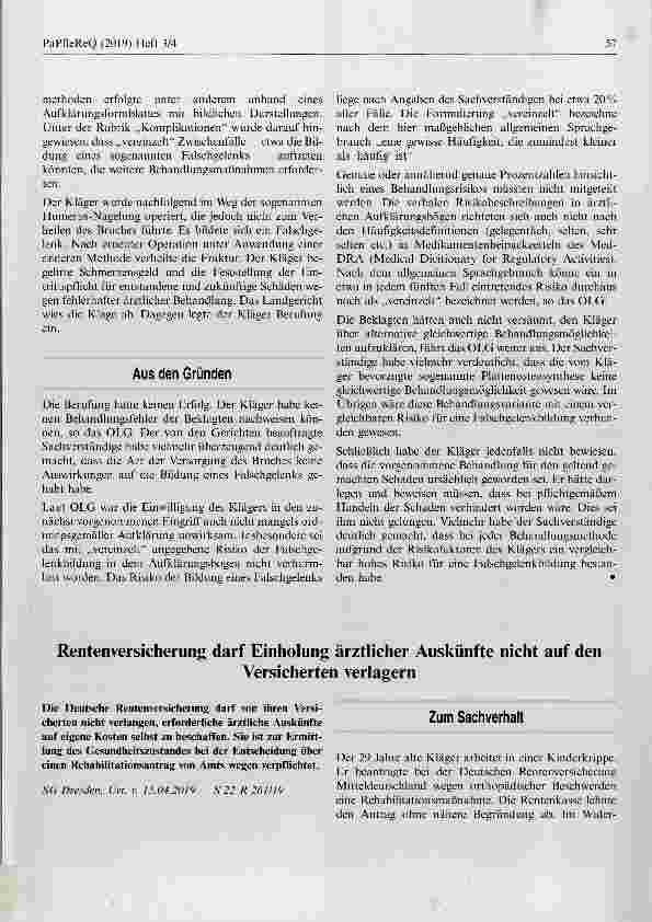 Vorschauseite 2: Eintrittswahrscheinlichkeit von 20 % kann noch „vereinzelteOP-Risiken beschreiben