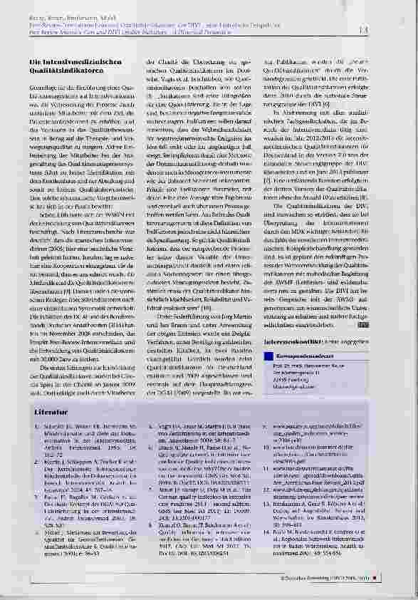Vorschauseite 4: Peer-Review- Intensivmedizin und Qualitätsindikatoren der DIVI eine historische Perspektive
