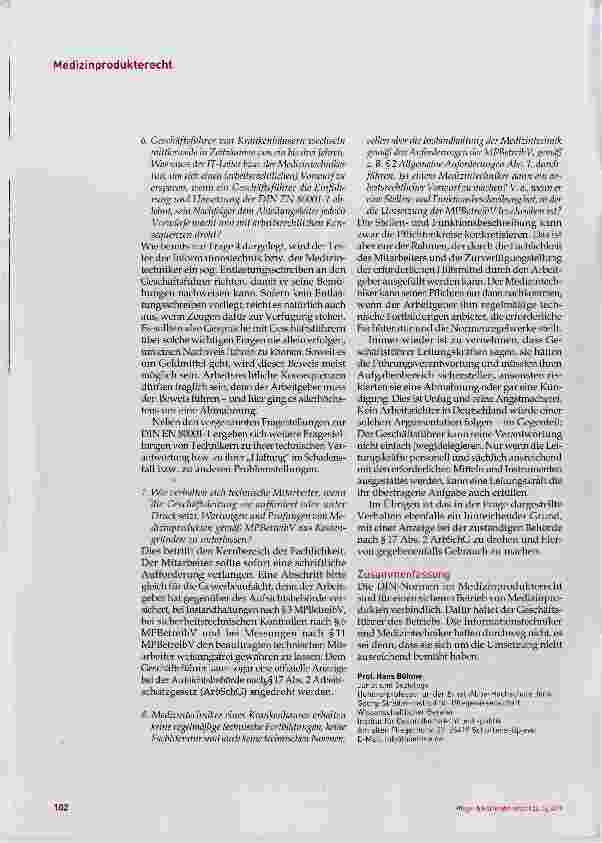 Vorschauseite 5: Die Betreiberverantwortung im neuen Medizinprodukterecht, Teil 2