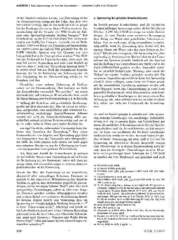 Vorschauseite 5: Sponsoring im Krankenhausbereich zwischen Scylla und Charybdis