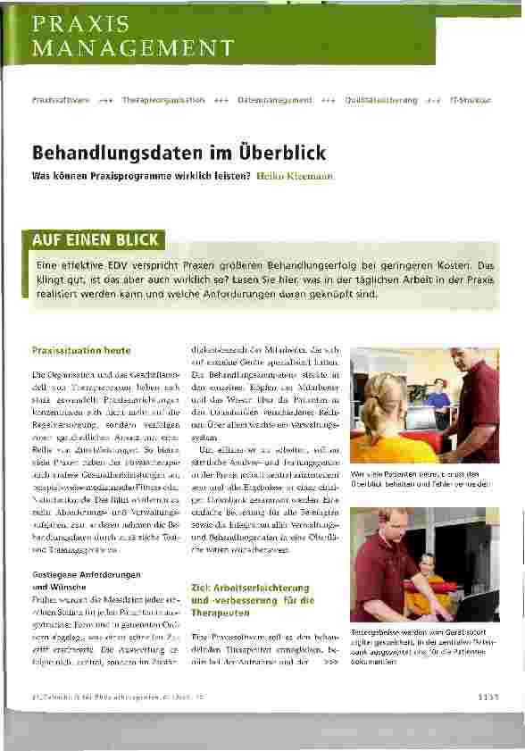 Vorschauseite 1: Behandlungsdaten im Überblick