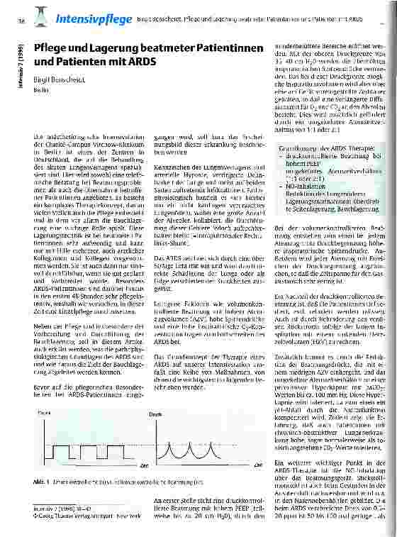 Vorschauseite 1: Pflege und Lagerung beatmeter Patientinnen und Patienten mit ARDS