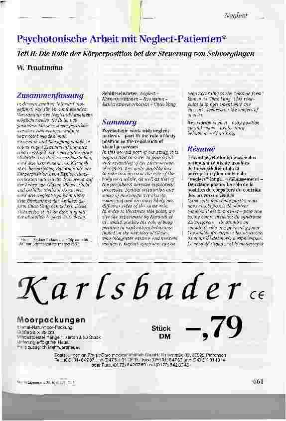Vorschauseite 1: Psychotonische Arbeit mit Neglect-PatientenTeil II: Die Rolle der Körperposition bei der Steuerung von Sehvorgängen