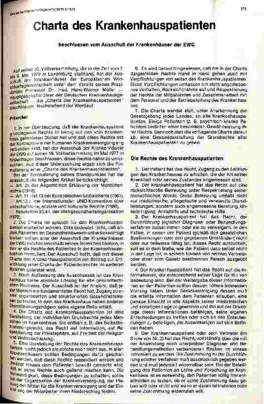 Vorschauseite 1: Charta des Krankenhauspatienten