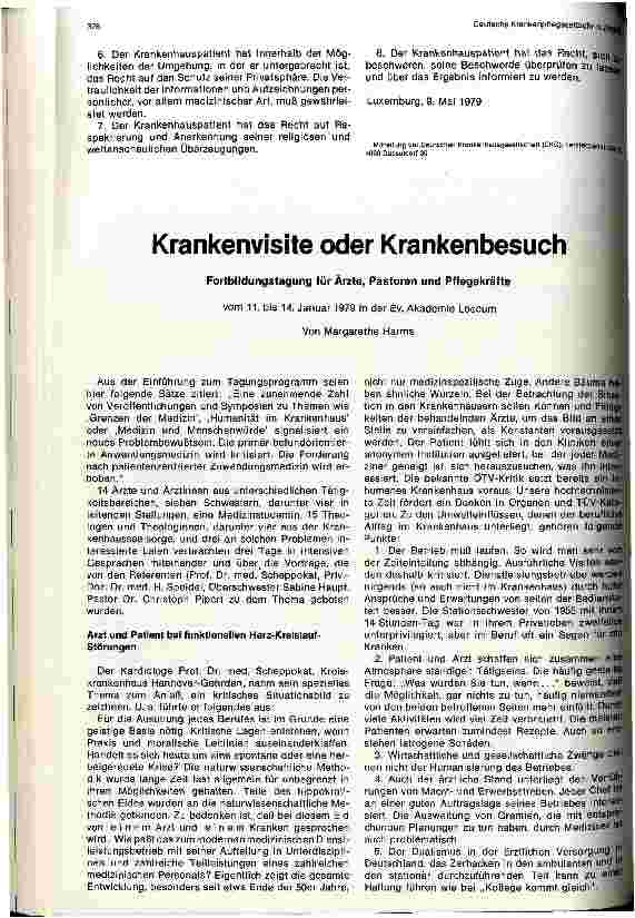 Vorschauseite 2: Charta des Krankenhauspatienten