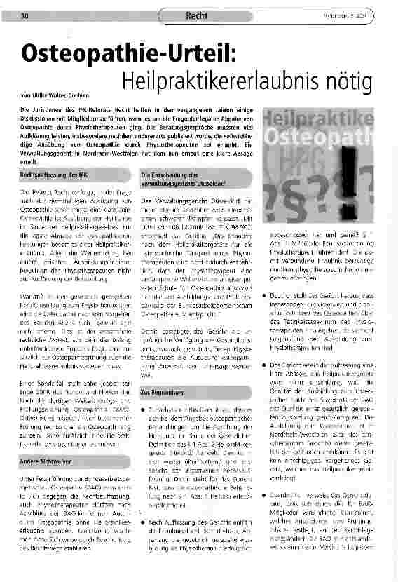 Vorschauseite 1: Osteopathie-Urteil: Heilpraktikererlaubnis nötig