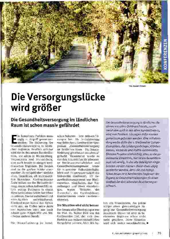 Vorschauseite 1: Die Versorgungslücke wird größer