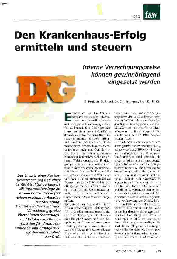 Vorschauseite 1: Den Krankenhaus-Erfolg ermitteln und steuernInterne Verrechnungspreise können gewinnbringend eingesetzt werden