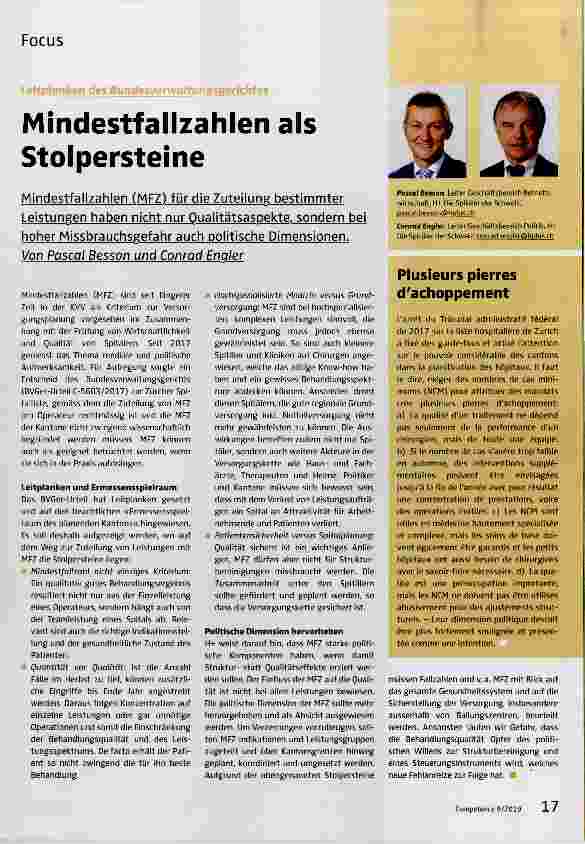 Vorschauseite 1: Mindestfallzahlen als Stolpersteine