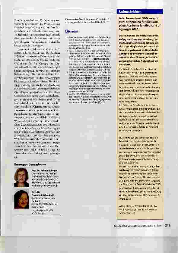 Vorschauseite 3: Wohnen im Alter bei lebenslanger Behinderung ein gerontologisches Thema mit wachsender Relevanz