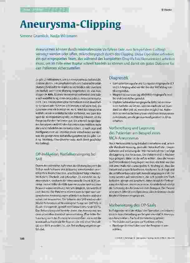Vorschauseite 1: Aneurysma-Clipping