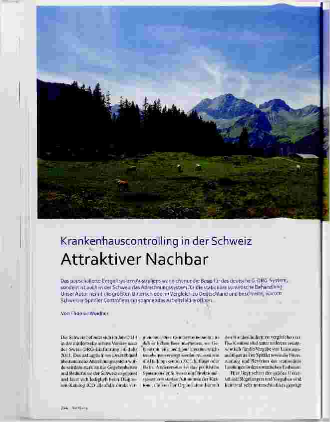Vorschauseite 1: Krankenhauscontrolling in der Schweiz Attraktiver Nachbar
