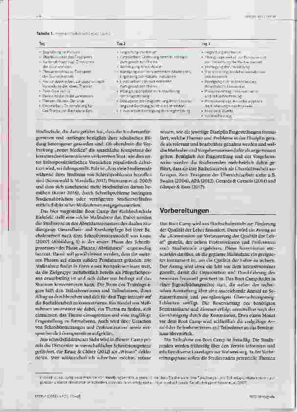 Vorschauseite 3: Das „Boot Camp“ Eine didaktische Methode zum Einstieg in den Schreibprozess einer Bachelorarbeit