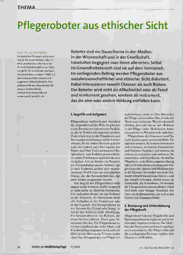 Vorschauseite 1: Pflegeroboter aus ethischer Sicht